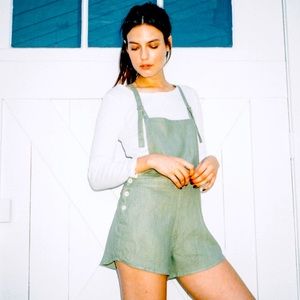 Green Linen Overalls, Lily Ashwell, Jo Dungaree Shorts